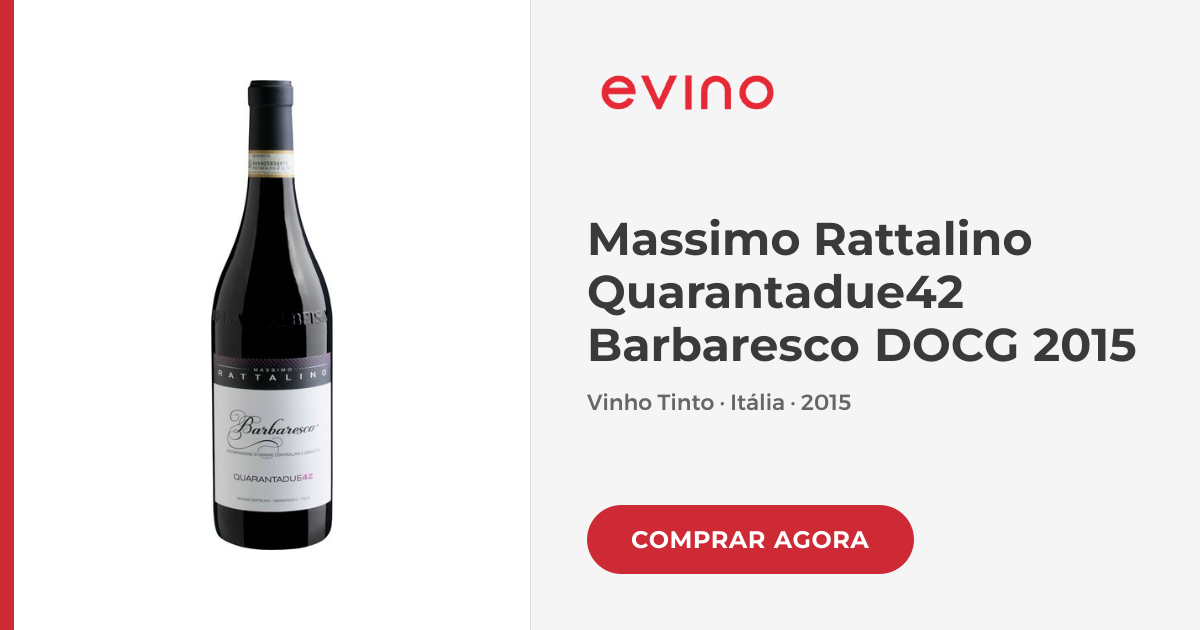 Vinho Tinto Massimo Rattalino Quarantadue42 Barbaresco DOCG 2015
