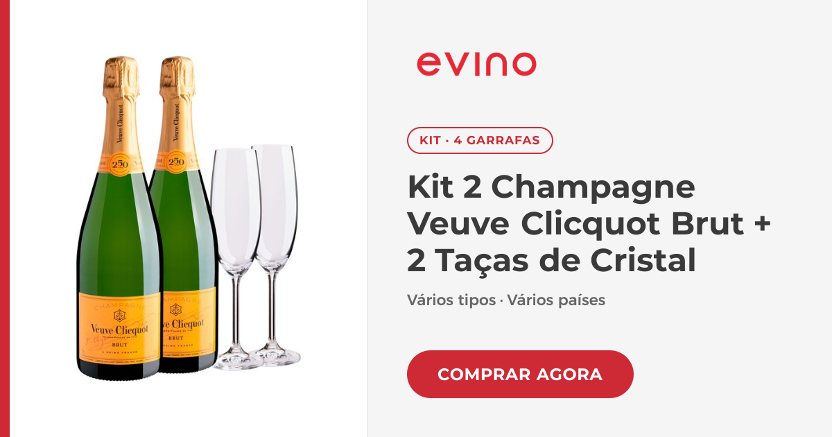 Kit Champagne Veuve Clicquot Brut + 2 Taças